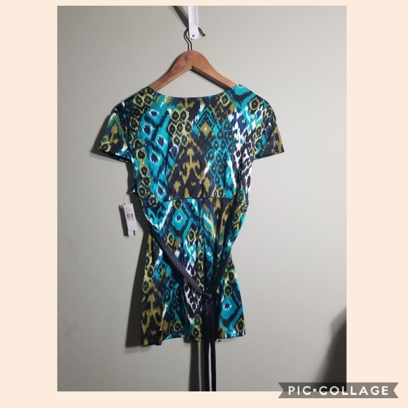 AB Studio multicolor v neck tie waist size XL - Picture 2 of 7